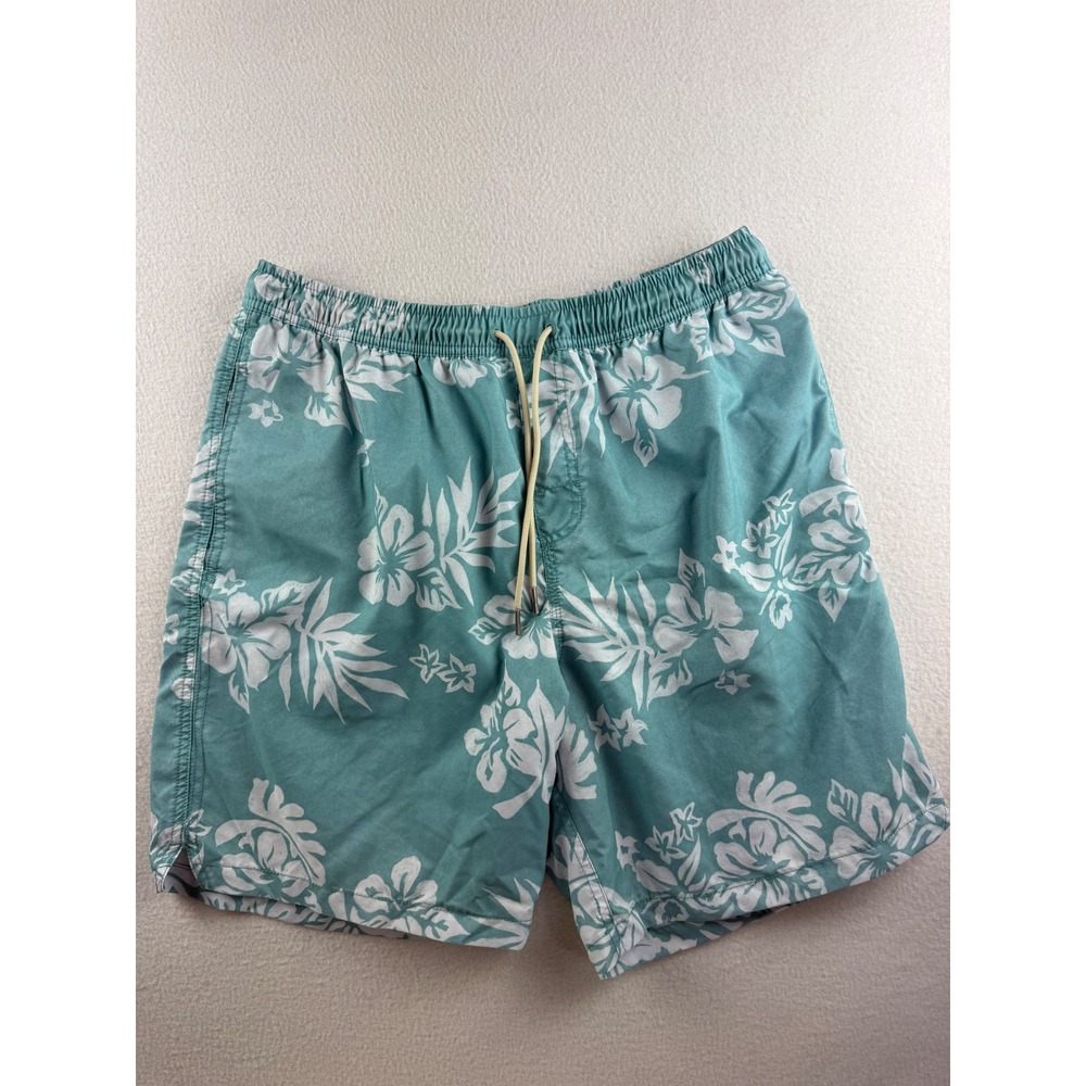 Quiksilver Waterman Mens Teal Floral Hibiscus‎ Swim Trunks Board Shorts Size L